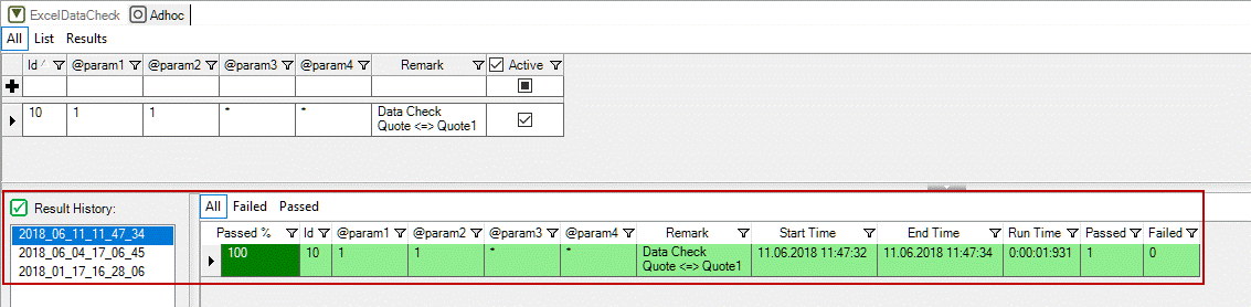 OMrun parameter list result