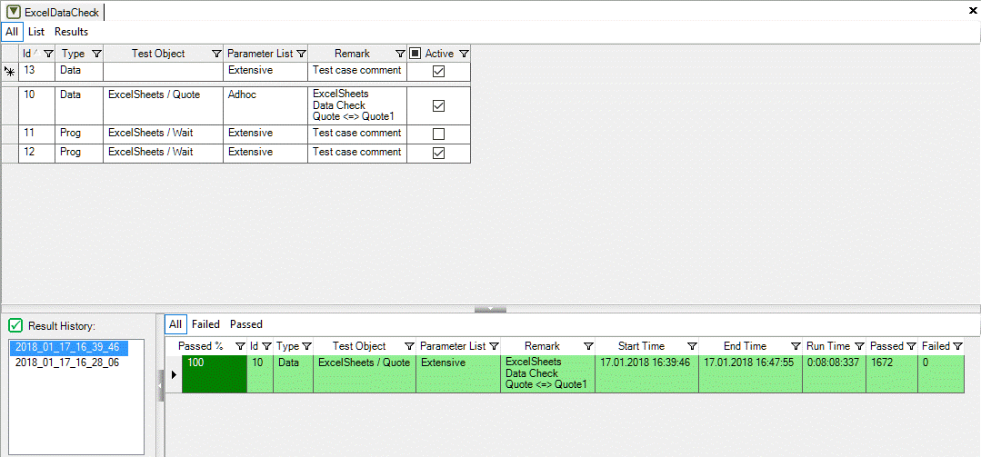OMrun scenario screen with results