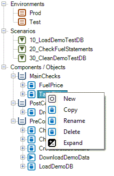 OMrun test data object - dropdown menue