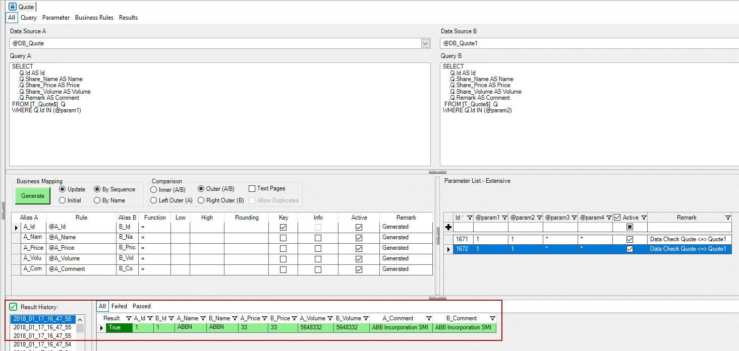 OMrun test data object result