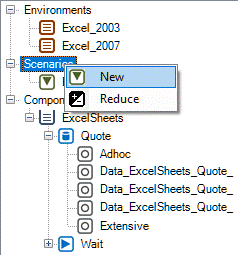 OMrun scenario tree dropdown menue