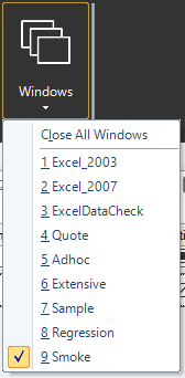 OMrun menu dropdown 'Windows'