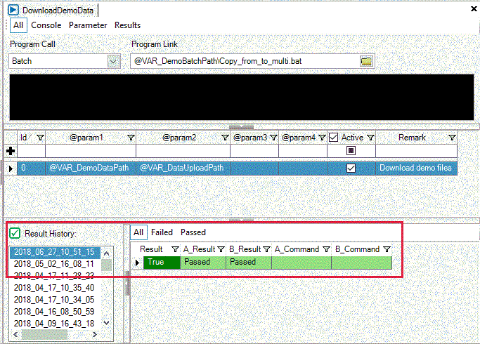 OMrun test program object result